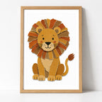Löwe Papier-Collage Poster – Mockup: Poster gerahmt an der Wand
