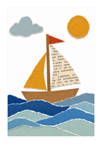 Papier-Collage Segelboot