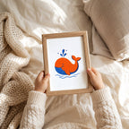 Wal Riso-Druck Poster – Mockup: Poster im Babyzimmer am Bett